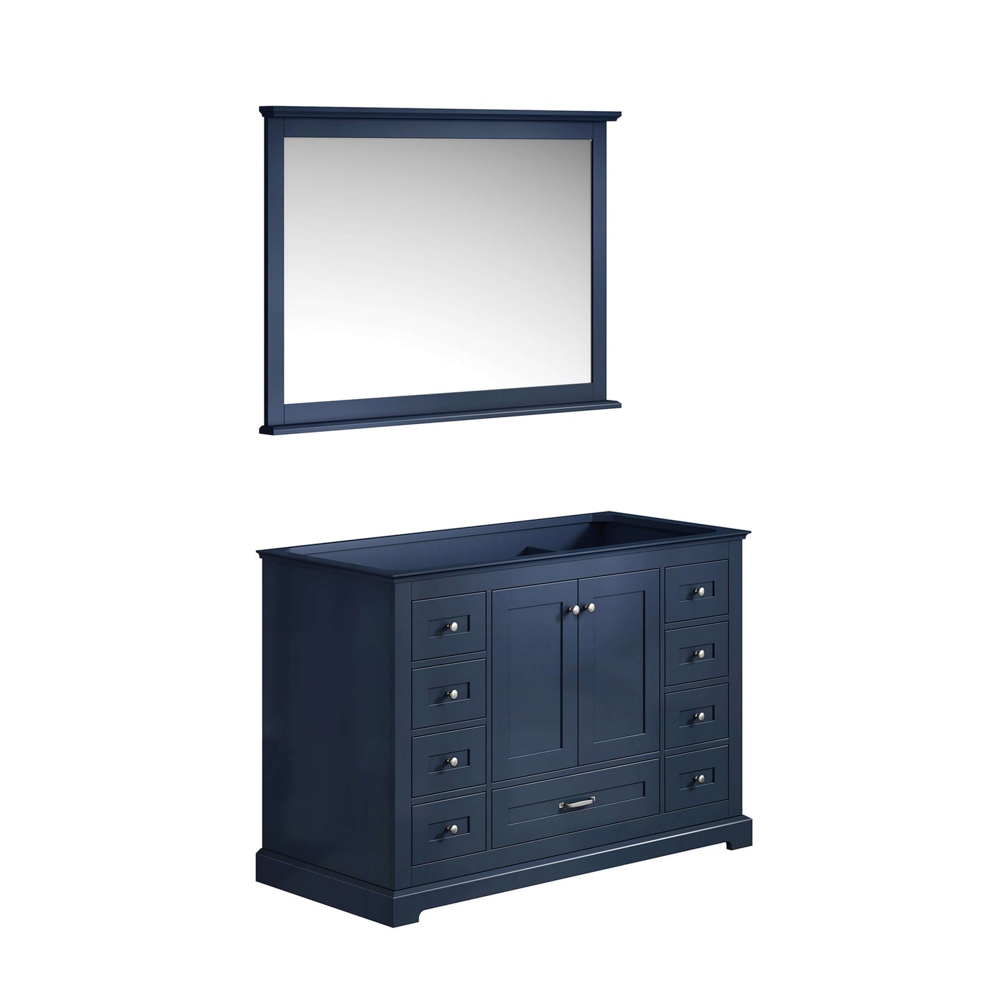 Dukes 48" Navy Blue Single Vanity, no Top and 46" Mirror - LD342248SE00M46