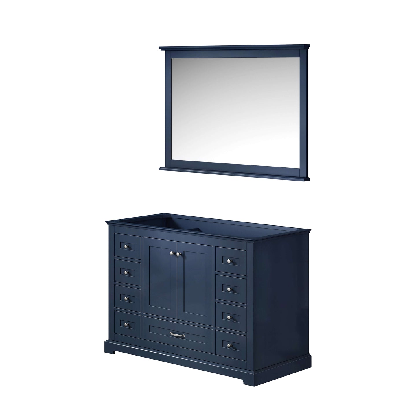 Dukes 48" Navy Blue Single Vanity, no Top and 46" Mirror - LD342248SE00M46