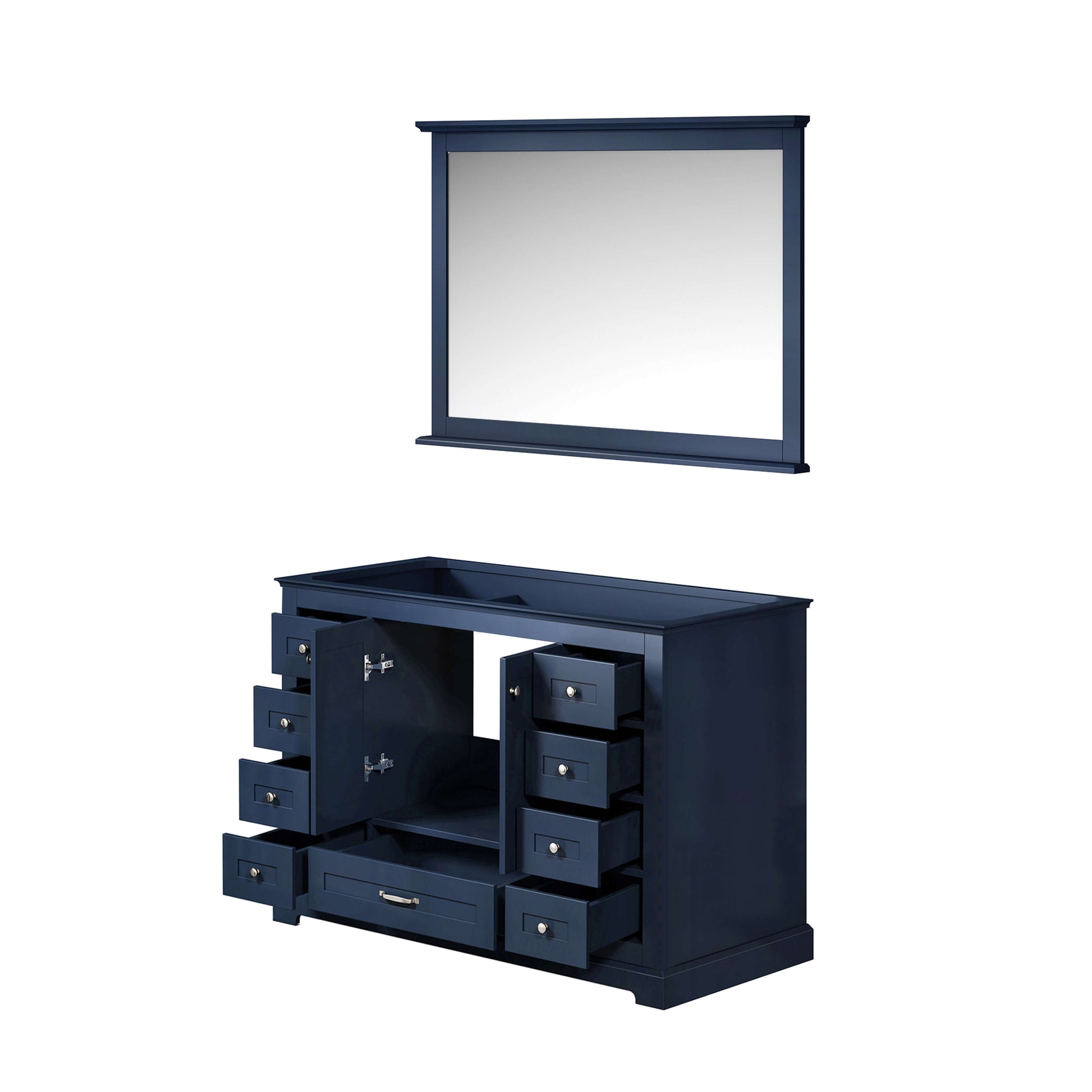 Dukes 48" Navy Blue Single Vanity, no Top and 46" Mirror - LD342248SE00M46