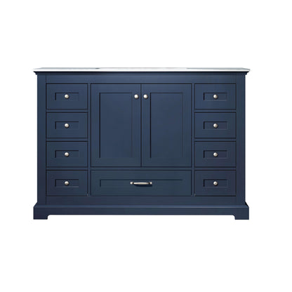 Dukes 48" Navy Blue Single Vanity, White Carrara Marble Top, White Square Sink and no Mirror - LD342248SEDS000