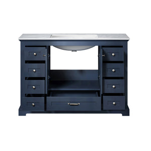 Dukes 48" Navy Blue Single Vanity, White Carrara Marble Top, White Square Sink and no Mirror - LD342248SEDS000