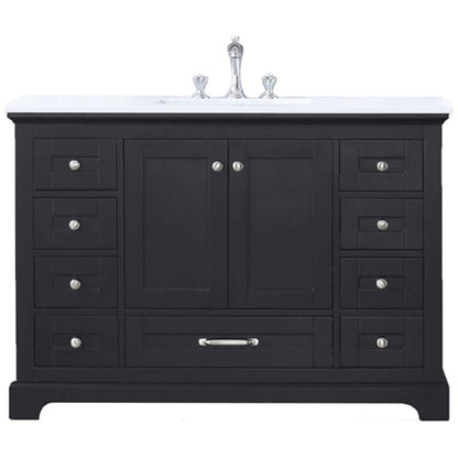 Dukes 48" Espresso Single Vanity, White Quartz Top, White Square Sink and no Mirror - LD342248SGWQ000