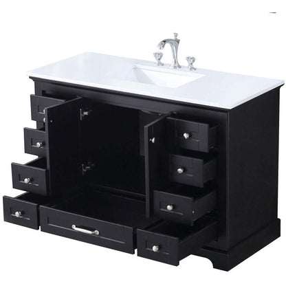 Dukes 48" Espresso Single Vanity, White Quartz Top, White Square Sink and no Mirror - LD342248SGWQ000