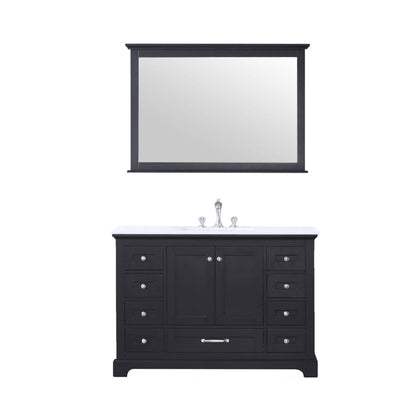 Dukes 48" Espresso Single Vanity, White Quartz Top, White Square Sink and 46" Mirror - LD342248SGWQM46