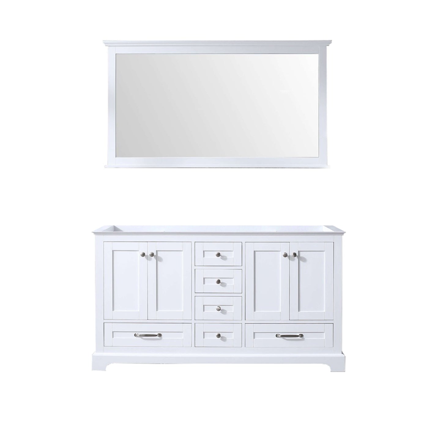 Dukes 60" White Double Vanity, no Top and 58" Mirror - LD342260DA00M58