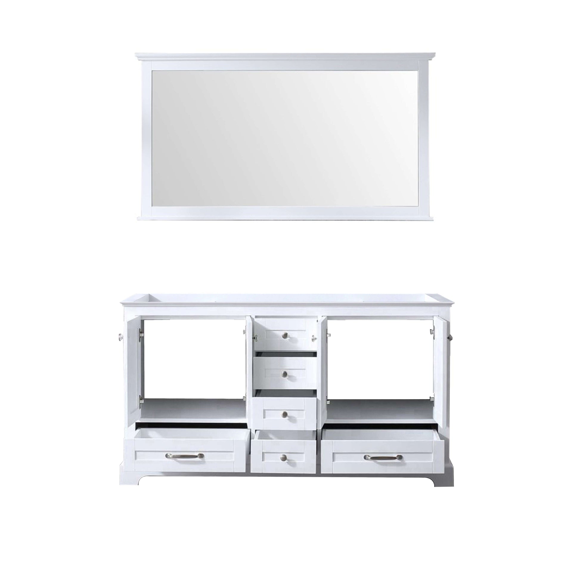 Dukes 60" White Double Vanity, no Top and 58" Mirror - LD342260DA00M58