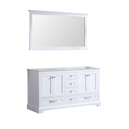 Dukes 60" White Double Vanity, no Top and 58" Mirror - LD342260DA00M58