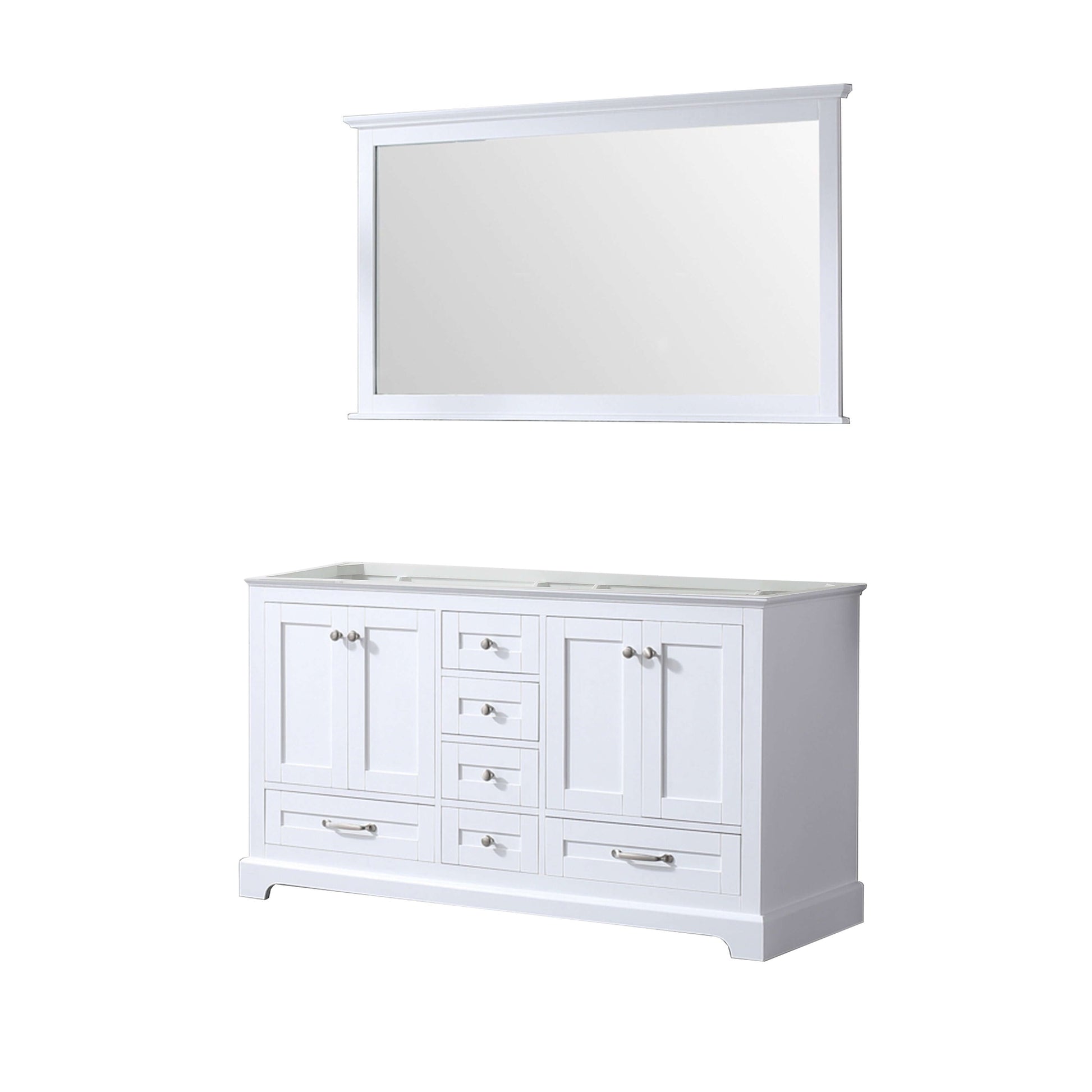 Dukes 60" White Double Vanity, no Top and 58" Mirror - LD342260DA00M58