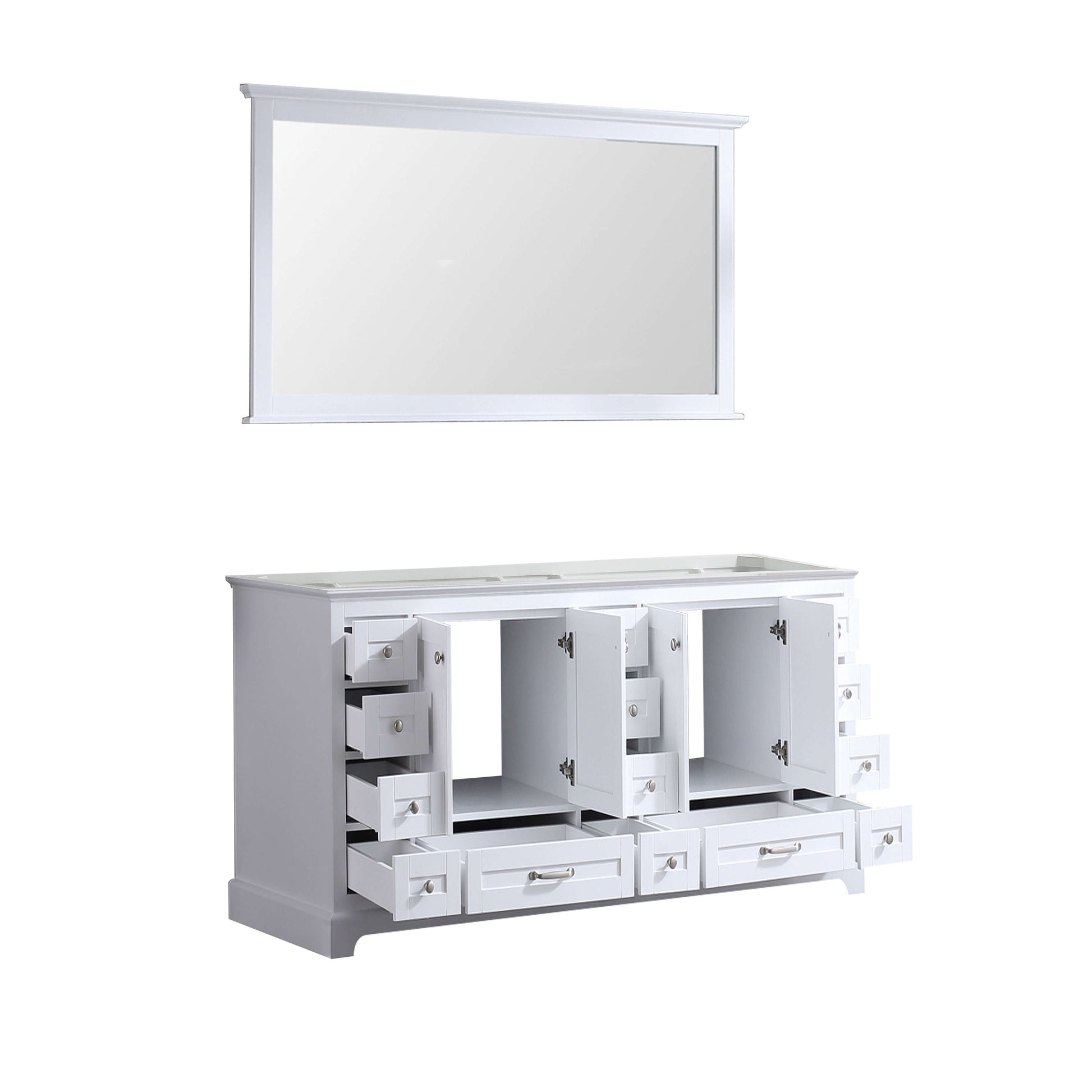 Dukes 60" White Double Vanity, no Top and 58" Mirror - LD342260DA00M58