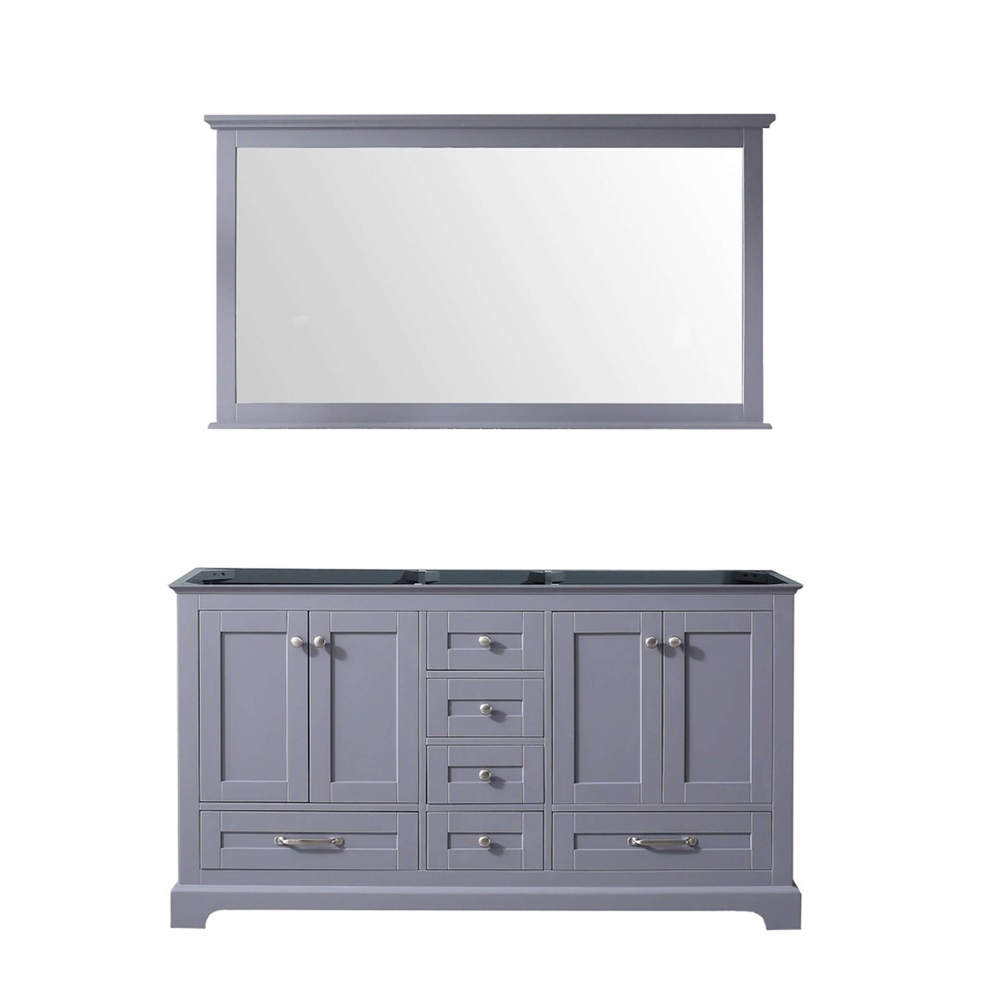 Dukes 60" Dark Grey Double Vanity, no Top and 58" Mirror - LD342260DB00M58