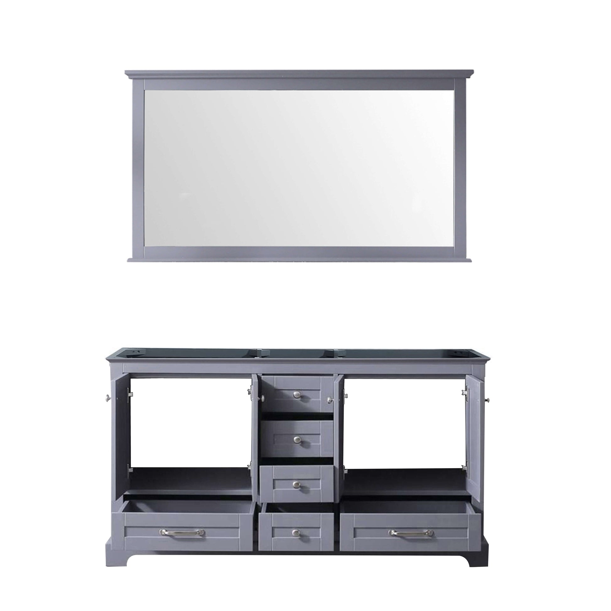 Dukes 60" Dark Grey Double Vanity, no Top and 58" Mirror - LD342260DB00M58