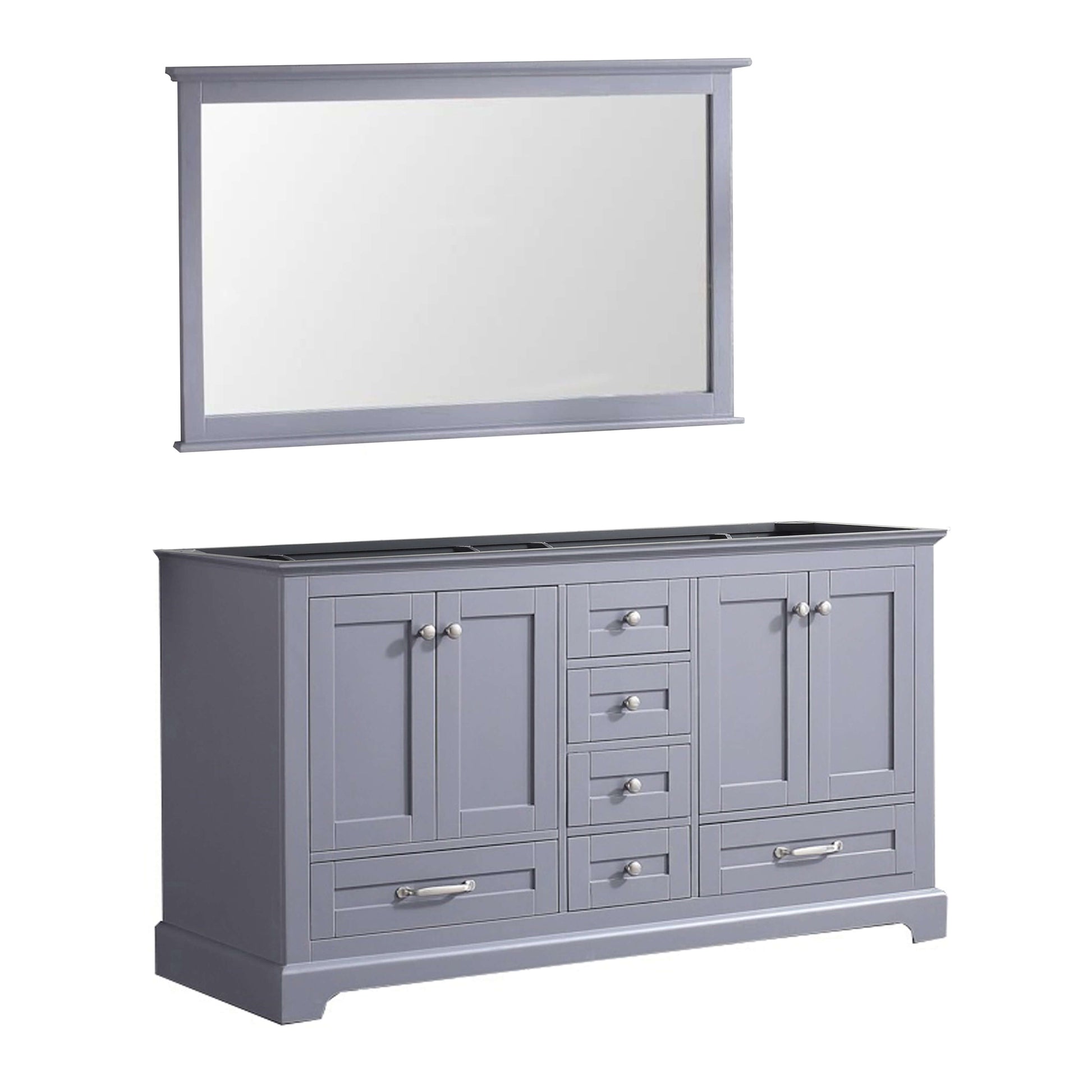 Dukes 60" Dark Grey Double Vanity, no Top and 58" Mirror - LD342260DB00M58