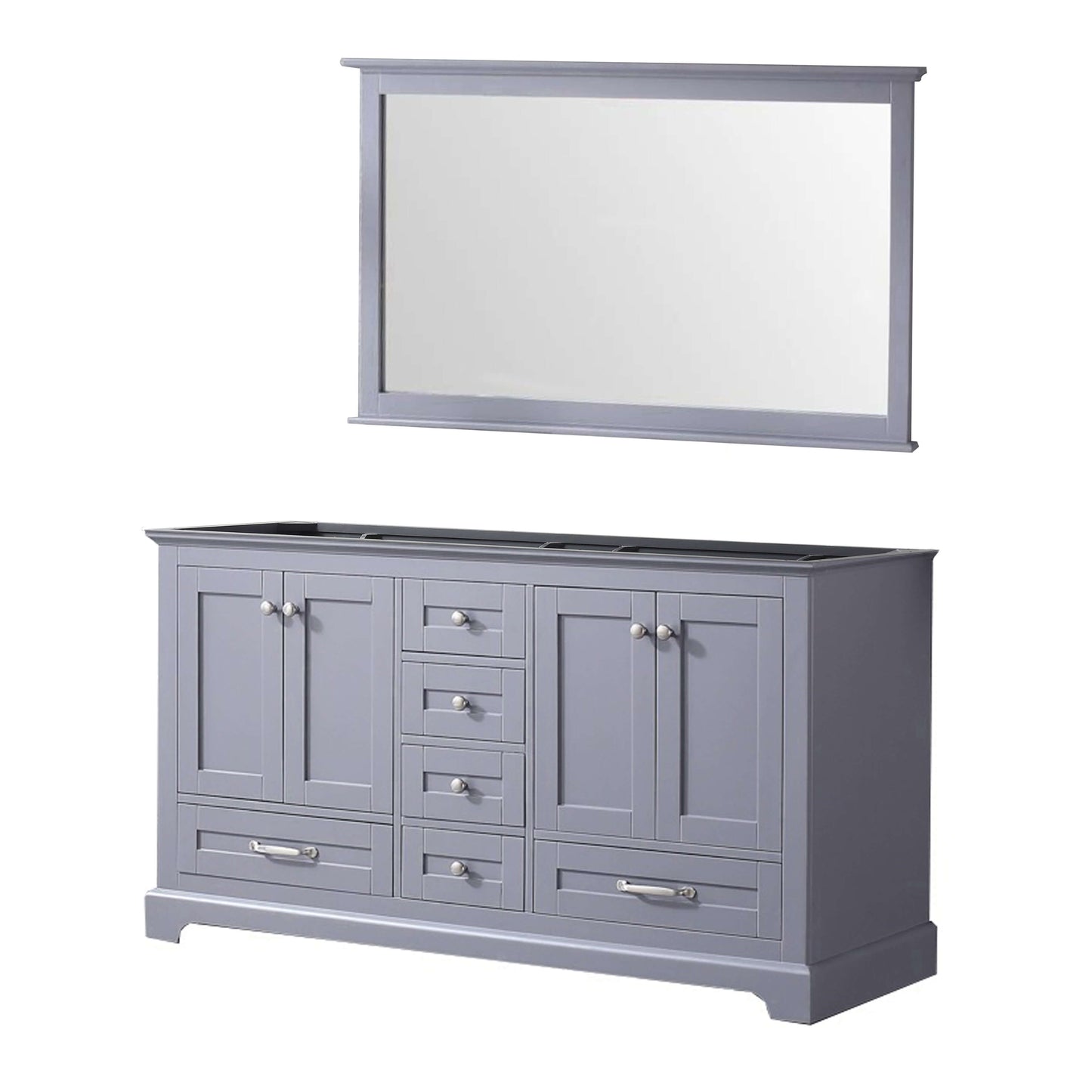 Dukes 60" Dark Grey Double Vanity, no Top and 58" Mirror - LD342260DB00M58