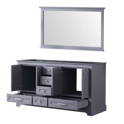 Dukes 60" Dark Grey Double Vanity, no Top and 58" Mirror - LD342260DB00M58