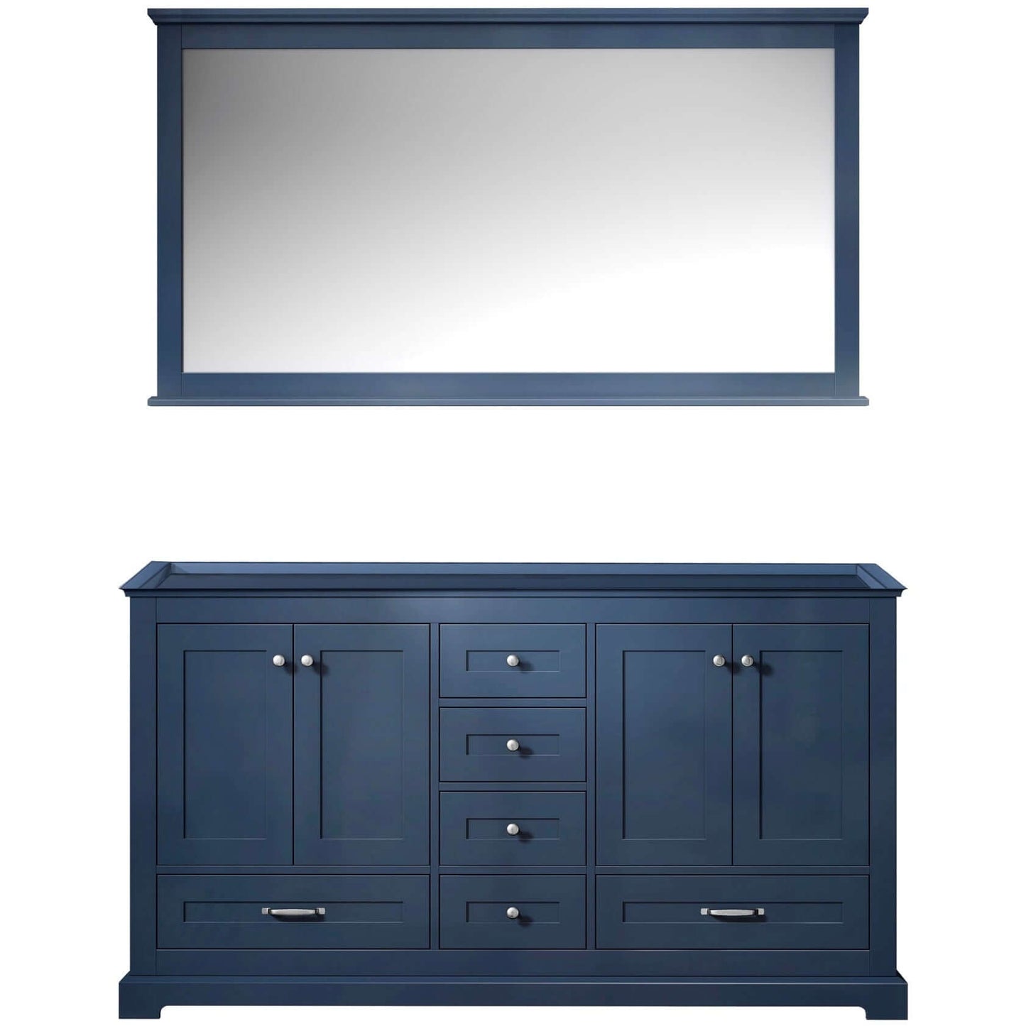 Dukes 60" Navy Blue Double Vanity, no Top and 58" Mirror - LD342260DE00M58