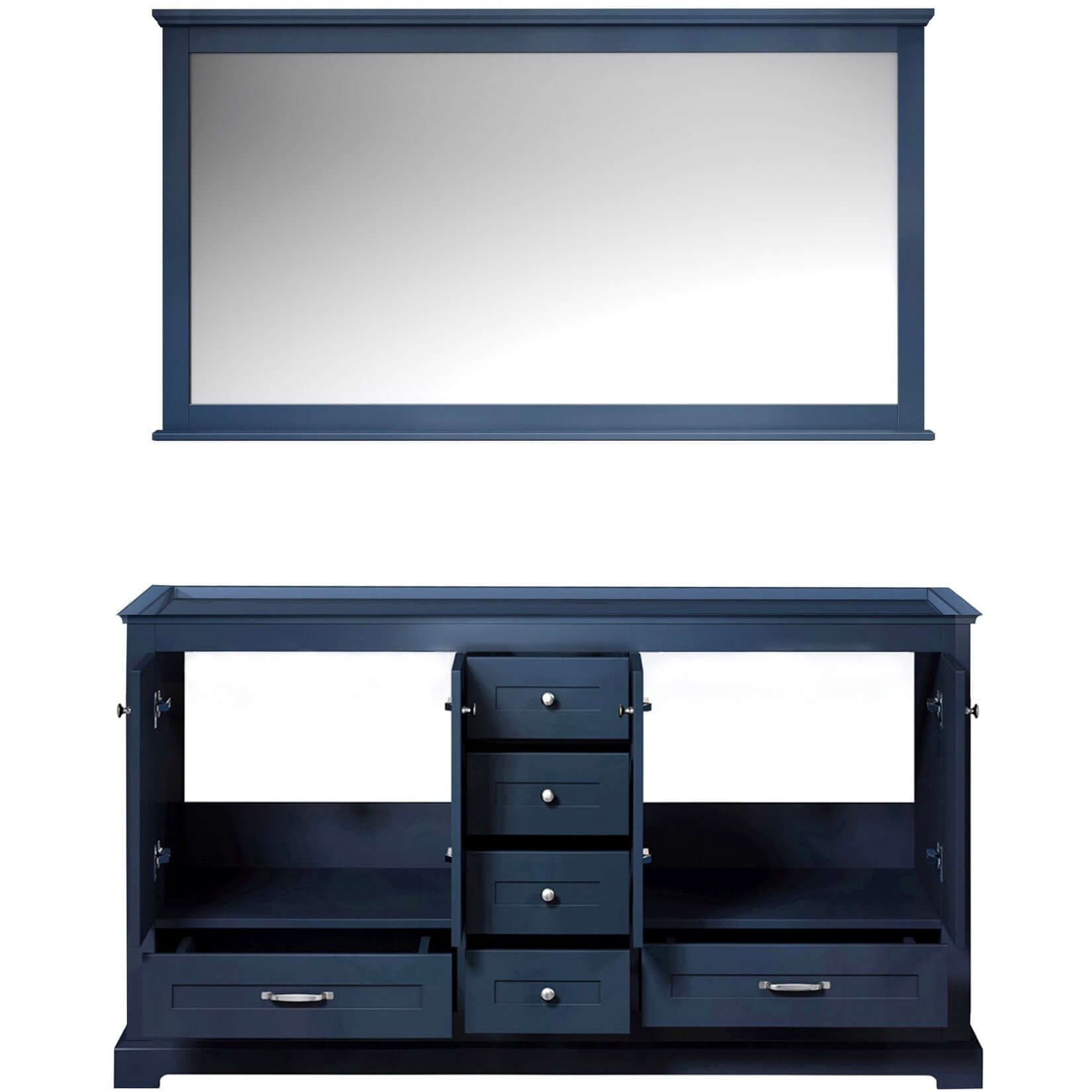 Dukes 60" Navy Blue Double Vanity, no Top and 58" Mirror - LD342260DE00M58