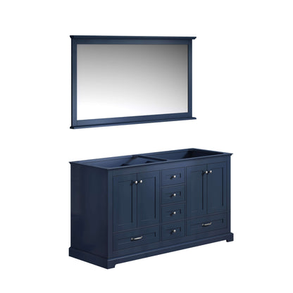 Dukes 60" Navy Blue Double Vanity, no Top and 58" Mirror - LD342260DE00M58