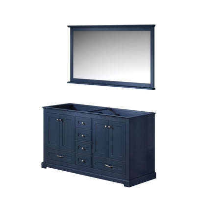 Dukes 60" Navy Blue Double Vanity, no Top and 58" Mirror - LD342260DE00M58