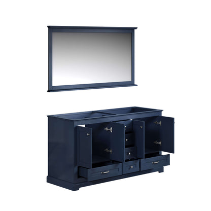 Dukes 60" Navy Blue Double Vanity, no Top and 58" Mirror - LD342260DE00M58