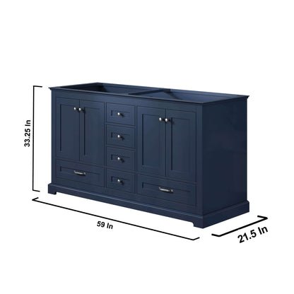 Dukes 60" Navy Blue Double Vanity, no Top and 58" Mirror - LD342260DE00M58