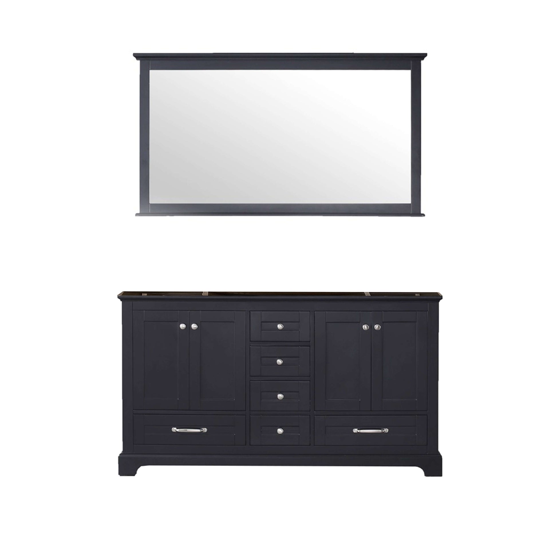 Dukes 60" Espresso Double Vanity, no Top and 58" Mirror - LD342260DG00M58