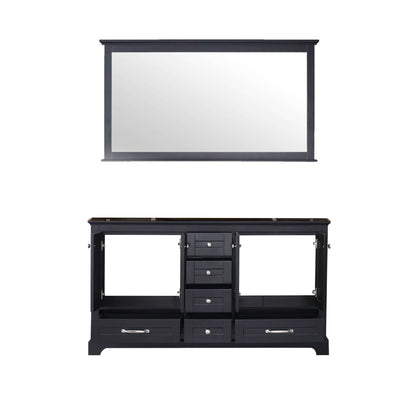 Dukes 60" Espresso Double Vanity, no Top and 58" Mirror - LD342260DG00M58