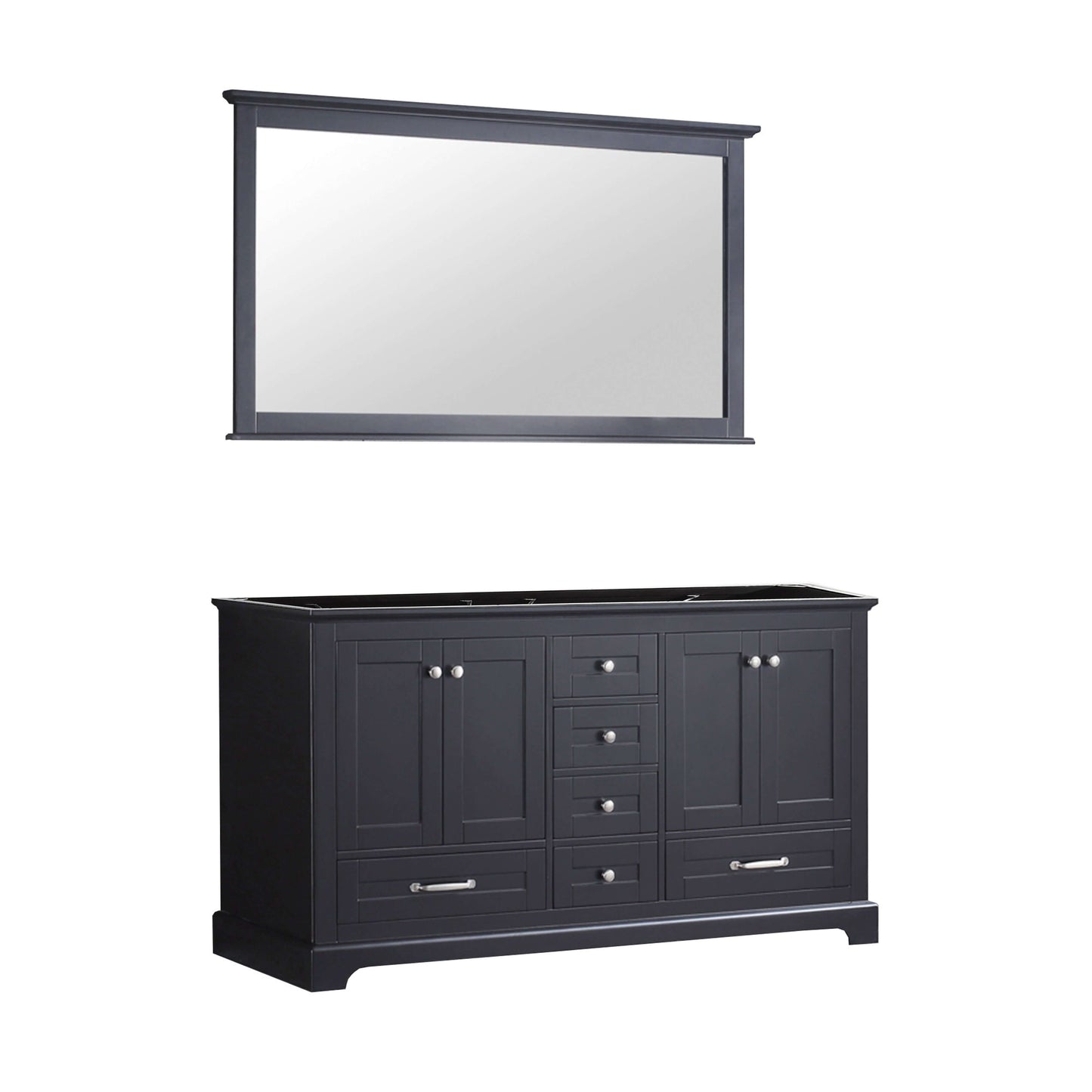 Dukes 60" Espresso Double Vanity, no Top and 58" Mirror - LD342260DG00M58