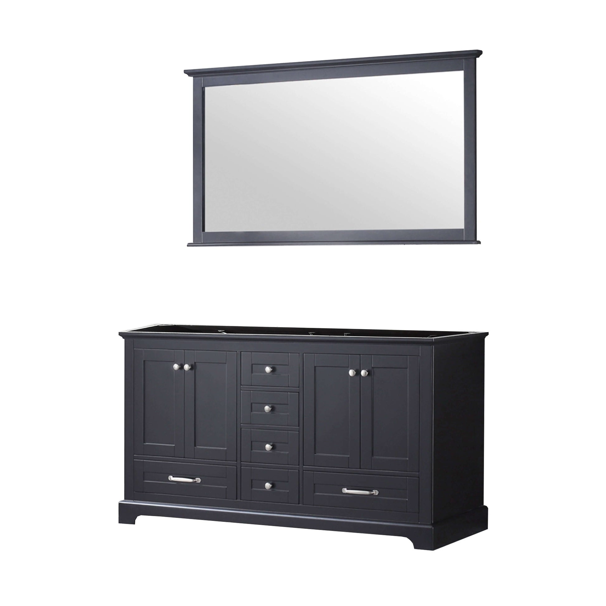 Dukes 60" Espresso Double Vanity, no Top and 58" Mirror - LD342260DG00M58