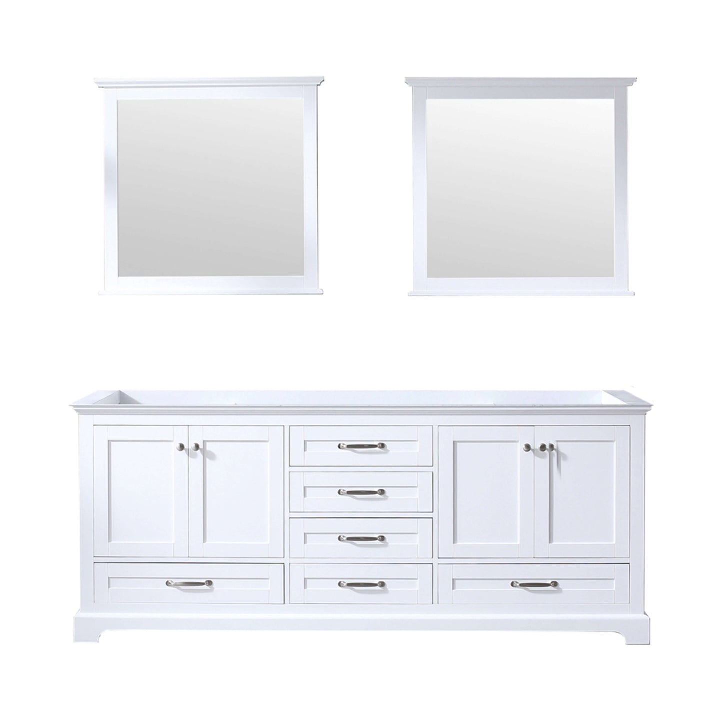 Dukes 80" White Double Vanity, no Top and 30" Mirrors - LD342280DA00M30