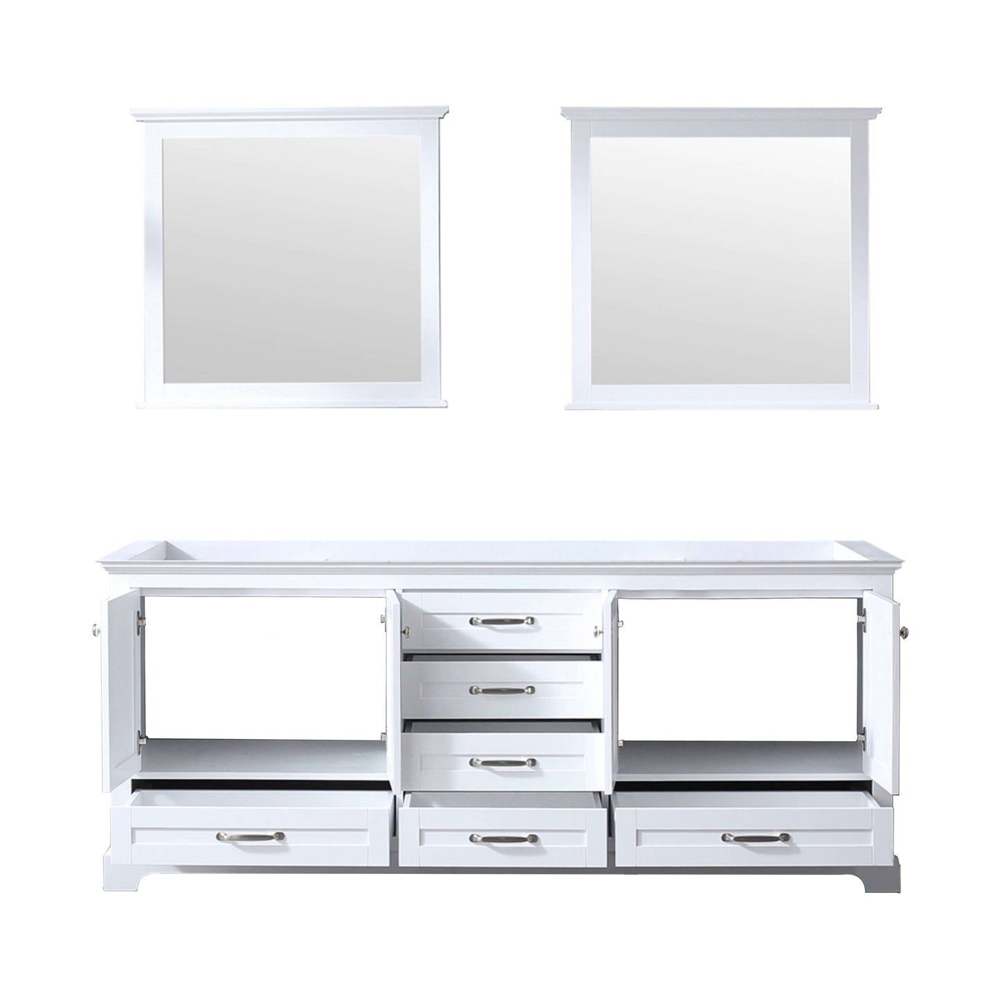 Dukes 80" White Double Vanity, no Top and 30" Mirrors - LD342280DA00M30