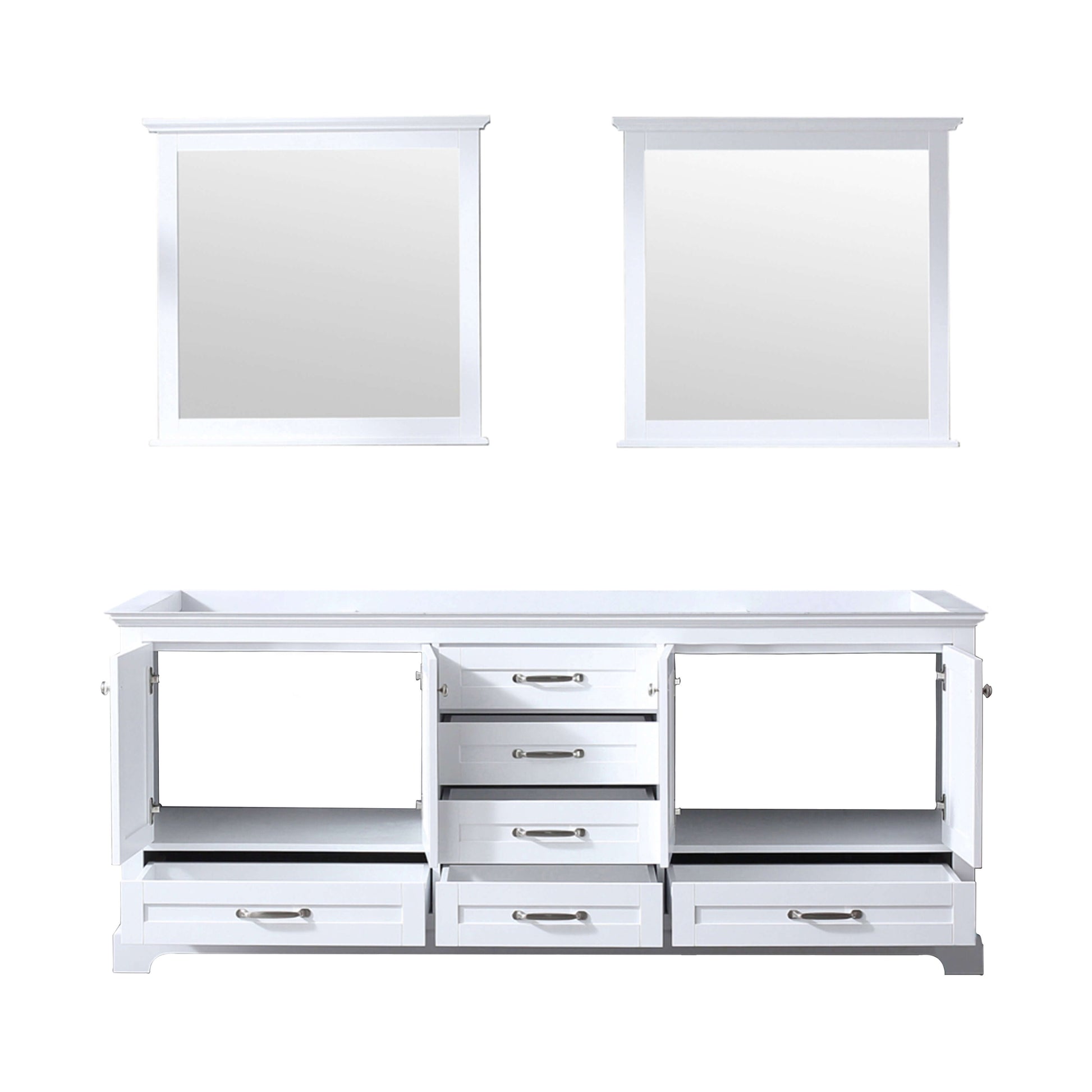 Dukes 80" White Double Vanity, no Top and 30" Mirrors - LD342280DA00M30