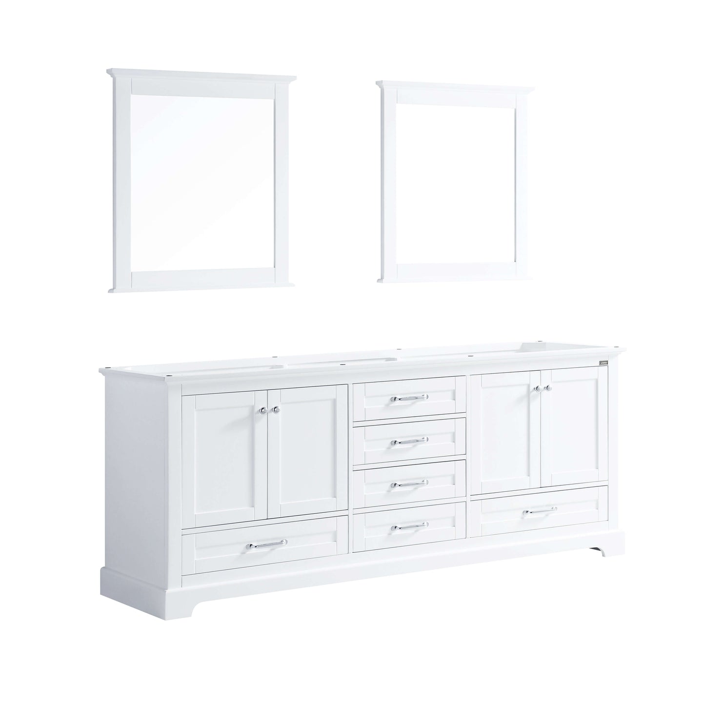 Dukes 80" White Double Vanity, no Top and 30" Mirrors - LD342280DA00M30