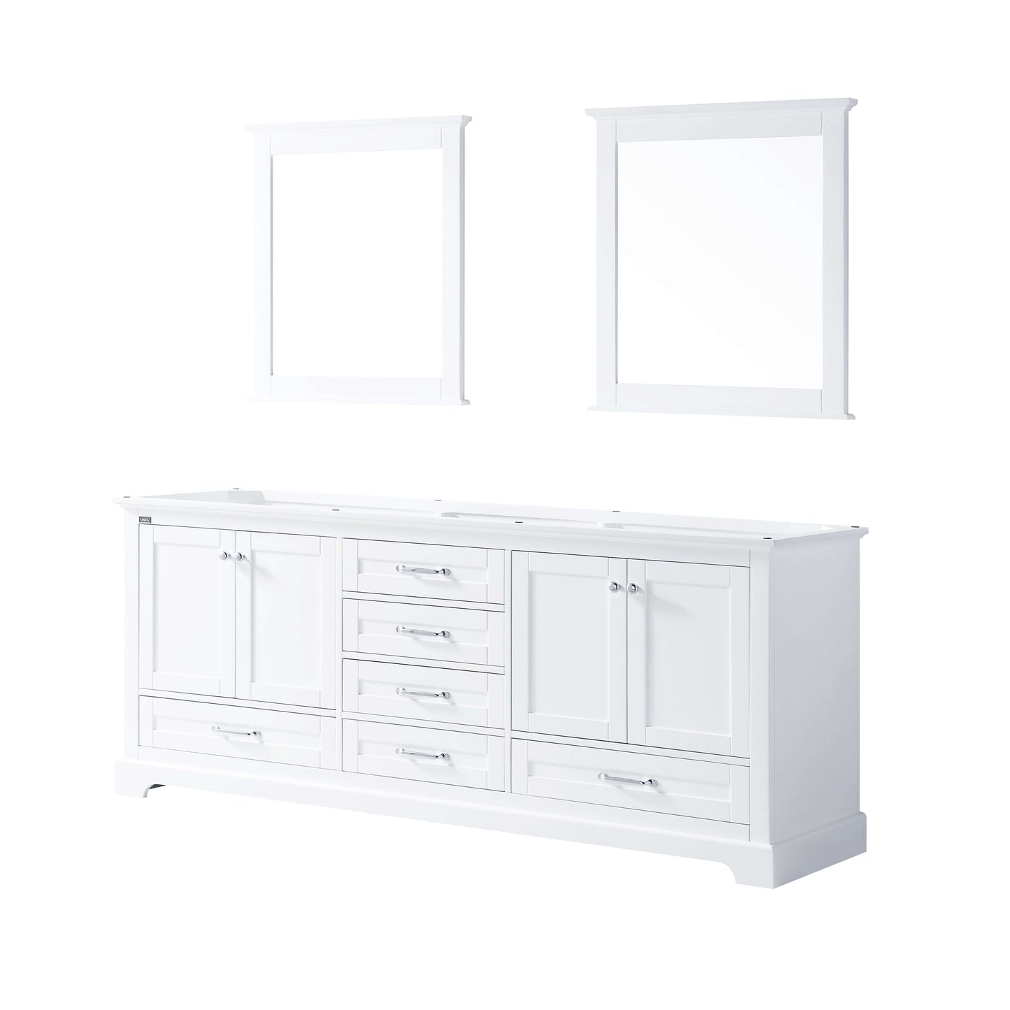 Dukes 80" White Double Vanity, no Top and 30" Mirrors - LD342280DA00M30