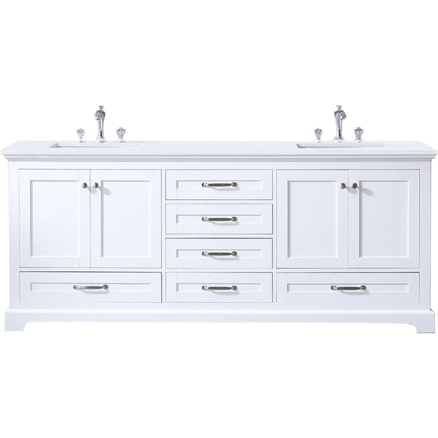 Dukes 80" White Double Vanity, White Quartz Top, White Square Sinks and no Mirror - LD342280DAWQ000