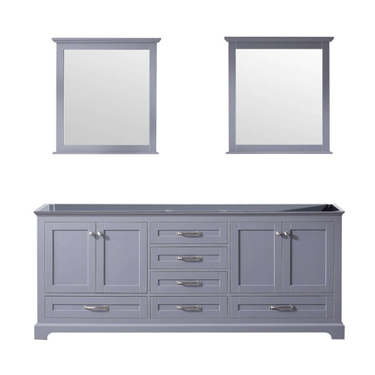 Dukes 80" Dark Grey Double Vanity, no Top and 30" Mirrors - LD342280DB00M30