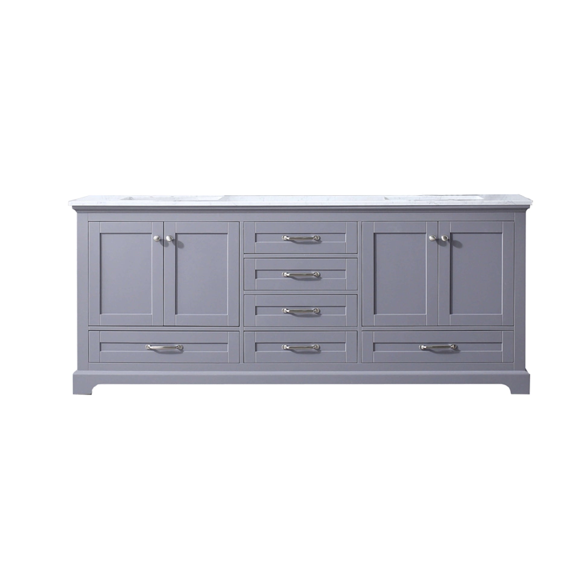 Dukes 80" Dark Grey Double Vanity, White Carrara Marble Top, White Square Sinks and no Mirror - LD342280DBDS000