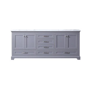 Dukes 80" Dark Grey Double Vanity, White Carrara Marble Top, White Square Sinks and no Mirror - LD342280DBDS000
