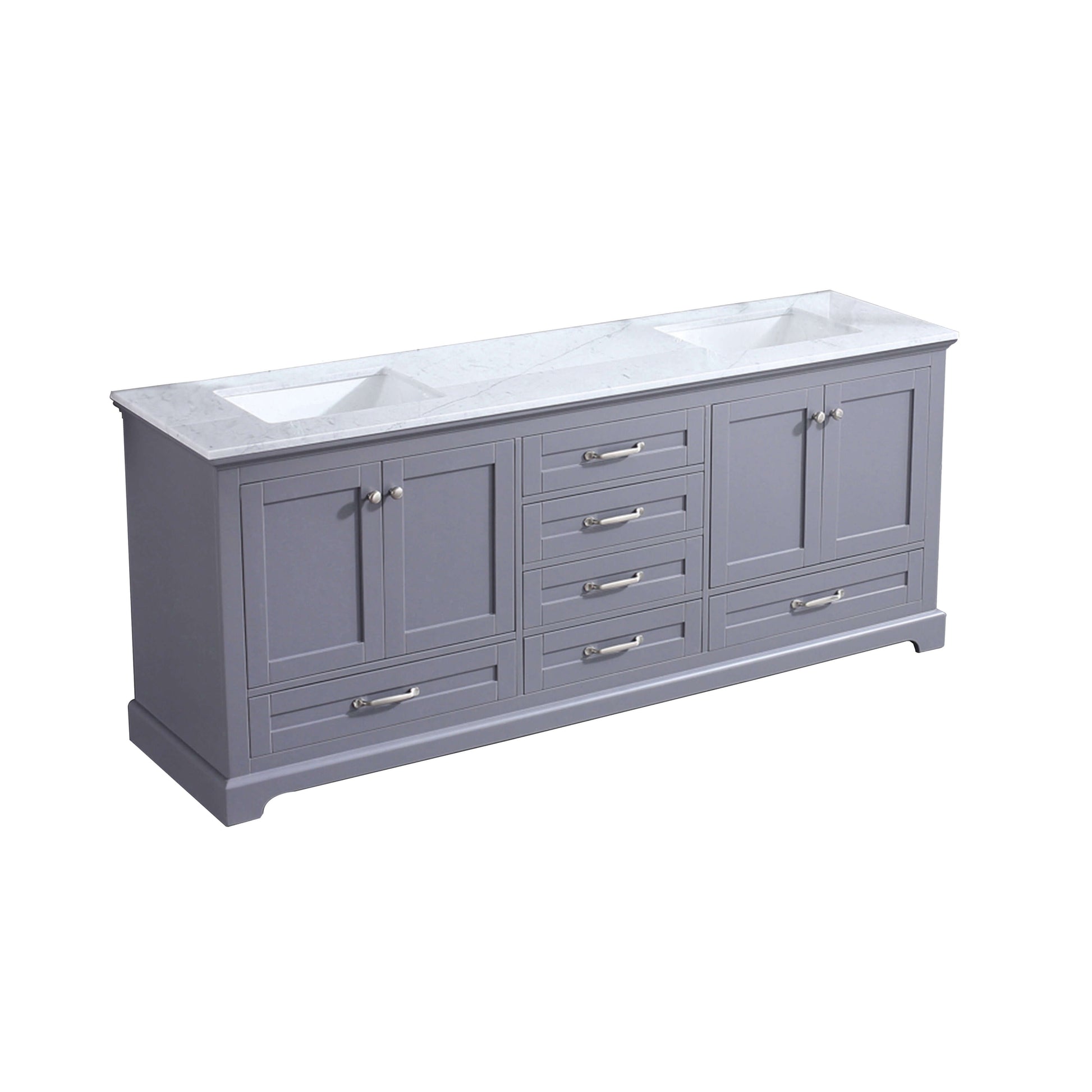 Dukes 80" Dark Grey Double Vanity, White Carrara Marble Top, White Square Sinks and no Mirror - LD342280DBDS000