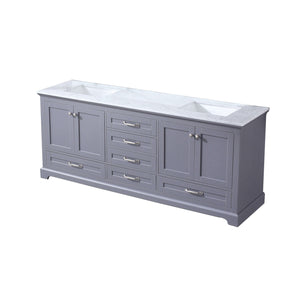 Dukes 80" Dark Grey Double Vanity, White Carrara Marble Top, White Square Sinks and no Mirror - LD342280DBDS000