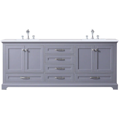 Dukes 80" Dark Grey Double Vanity, White Quartz Top, White Square Sinks and no Mirror - LD342280DBWQ000