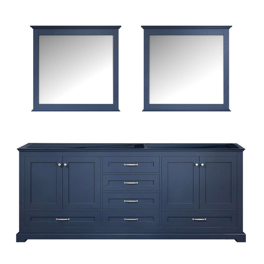 Dukes 80" Navy Blue Double Vanity, no Top and 30" Mirrors - LD342280DE00M30