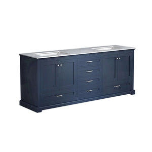 Dukes 80" Navy Blue Double Vanity, White Carrara Marble Top, White Square Sinks and no Mirror - LD342280DEDS000