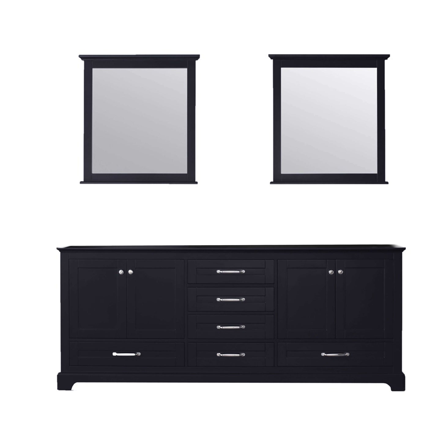 Dukes 80" Espresso Double Vanity, no Top and 30" Mirrors - LD342280DG00M30