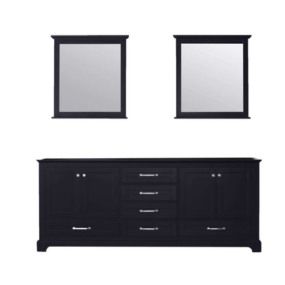 Dukes 80" Espresso Double Vanity, no Top and 30" Mirrors - LD342280DG00M30