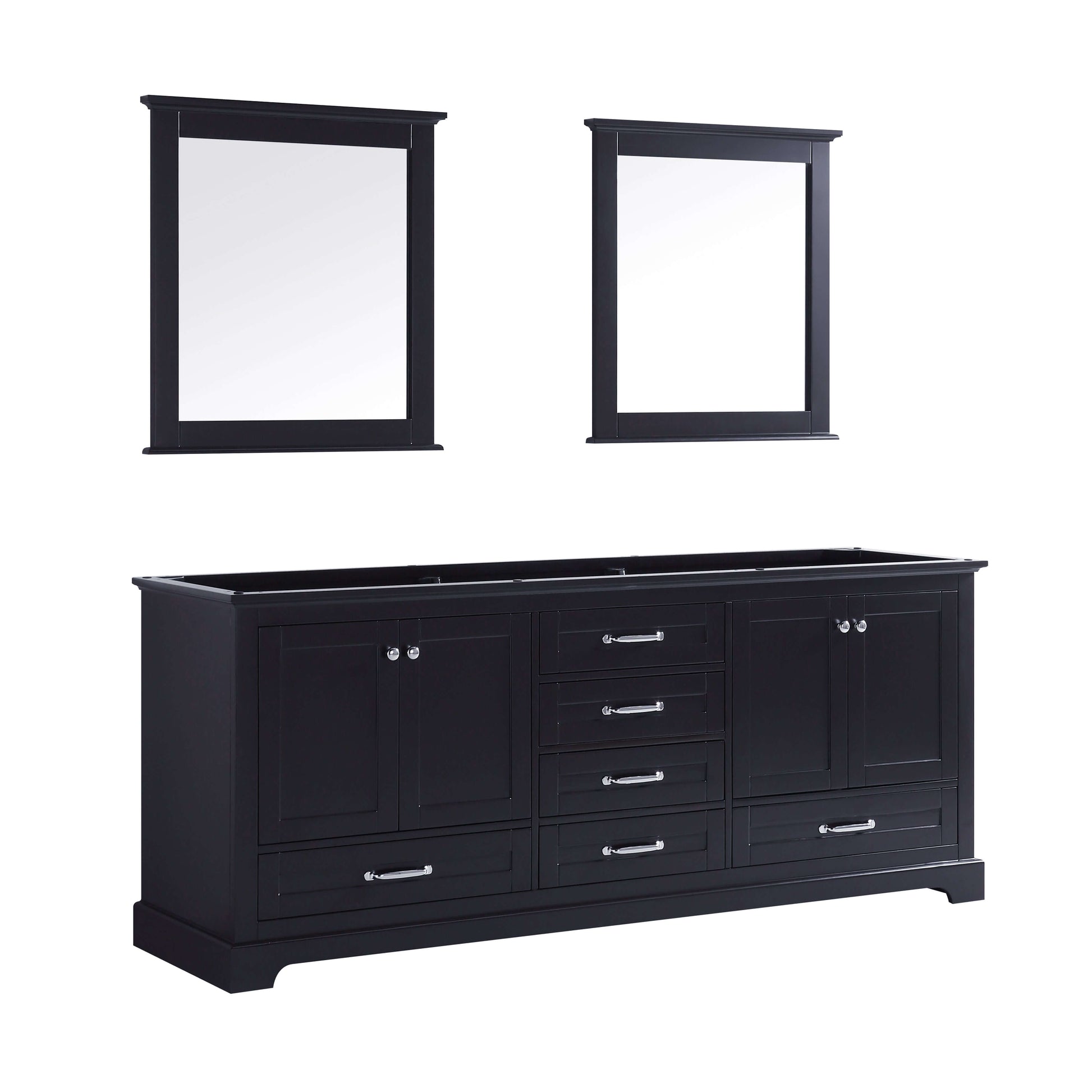 Dukes 80" Espresso Double Vanity, no Top and 30" Mirrors - LD342280DG00M30