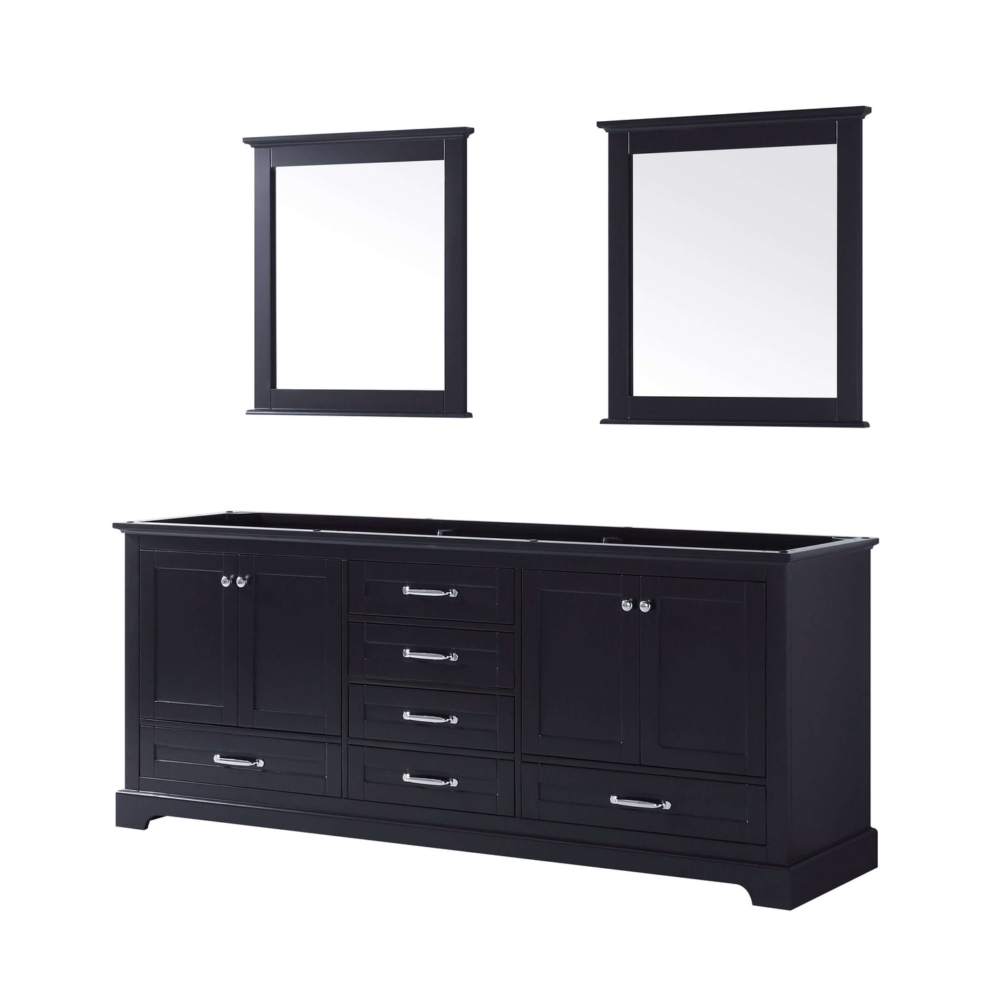 Dukes 80" Espresso Double Vanity, no Top and 30" Mirrors - LD342280DG00M30