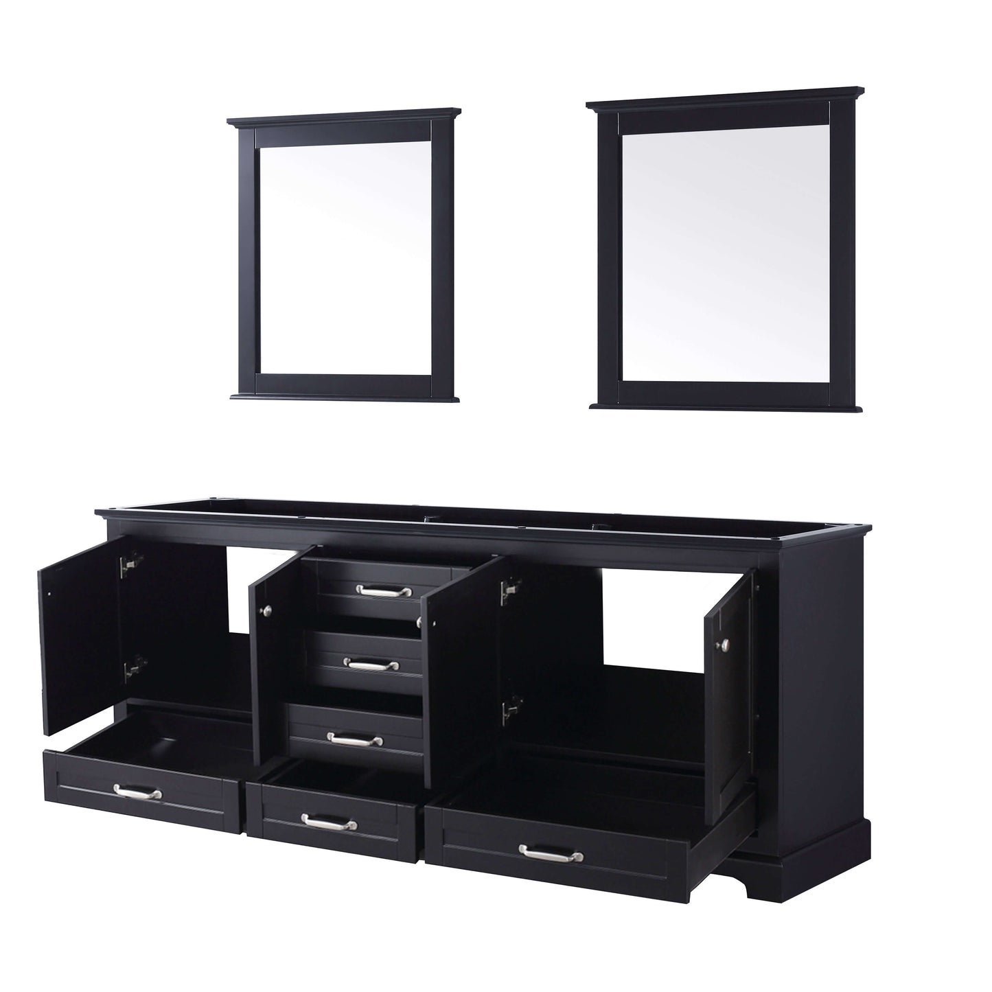 Dukes 80" Espresso Double Vanity, no Top and 30" Mirrors - LD342280DG00M30