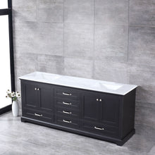 Load image into Gallery viewer, Dukes 80&quot; Espresso Double Vanity, White Carrara Marble Top, White Square Sinks and no Mirror - LD342280DGDS000