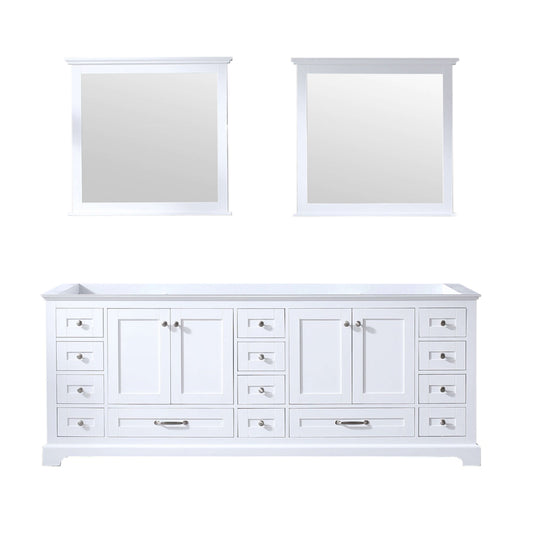 Dukes 84" White Double Vanity, no Top and 34" Mirrors - LD342284DA00M34