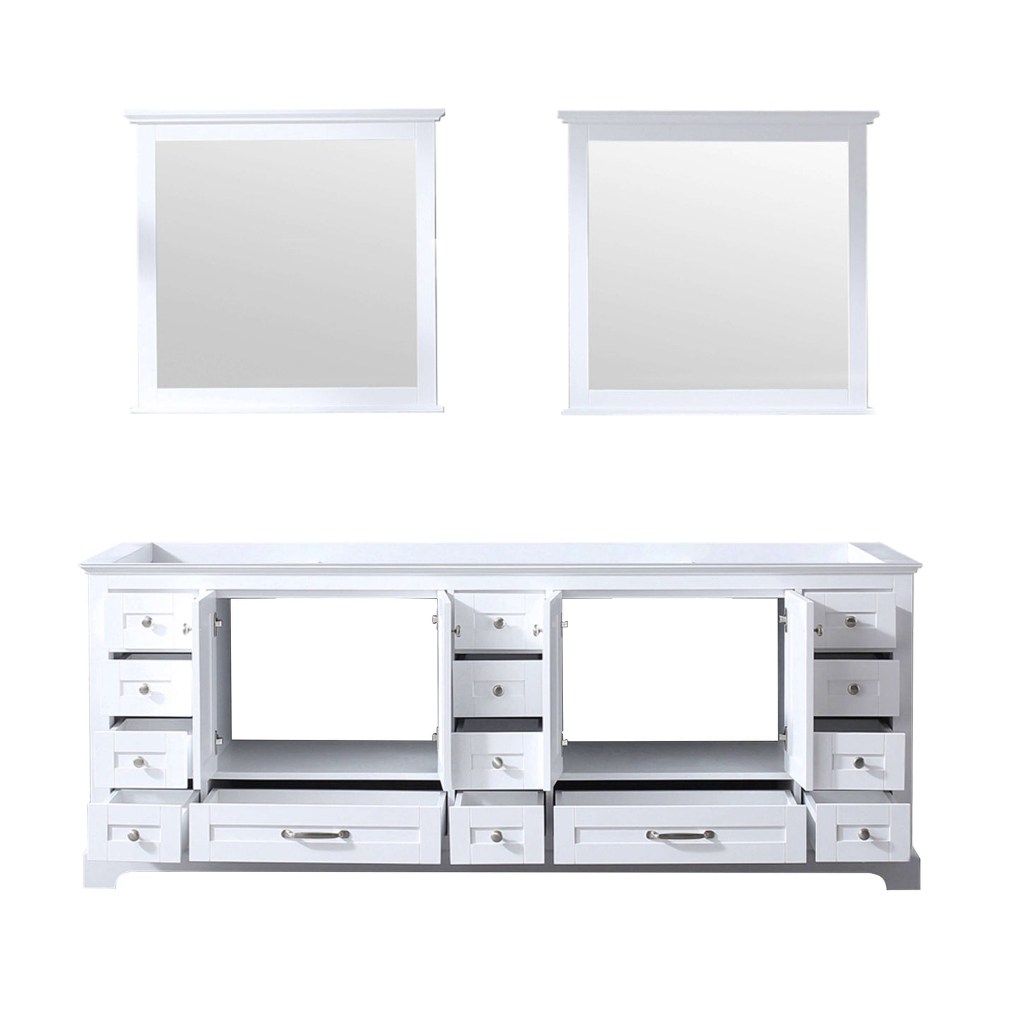 Dukes 84" White Double Vanity, no Top and 34" Mirrors - LD342284DA00M34